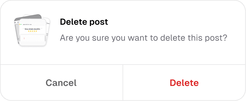 delete post dialog